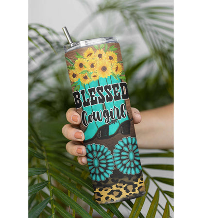 Blessed Cowgirl Sunflowers and Boots Tumbler Skinny Tumblers 25