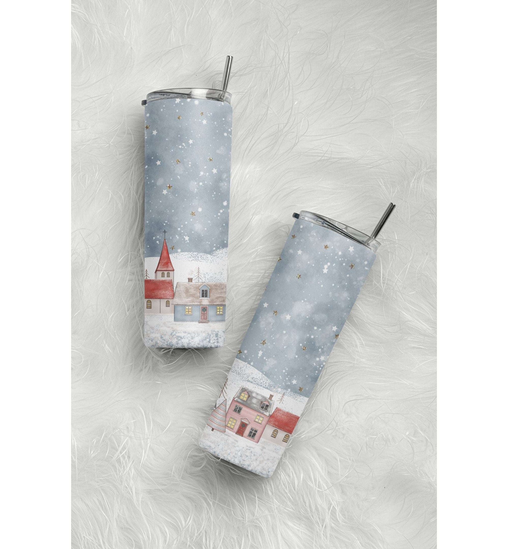 Boho Christmas Christmas Village Tumbler Skinny Tumblers 25