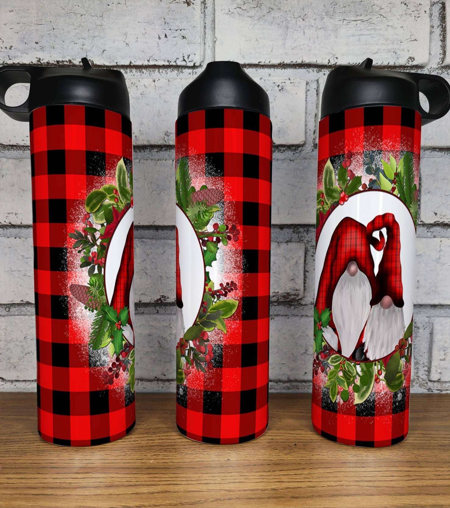 Buffalo Plaid & Gnomes Christmas Tumbler Skinny Tumblers 25