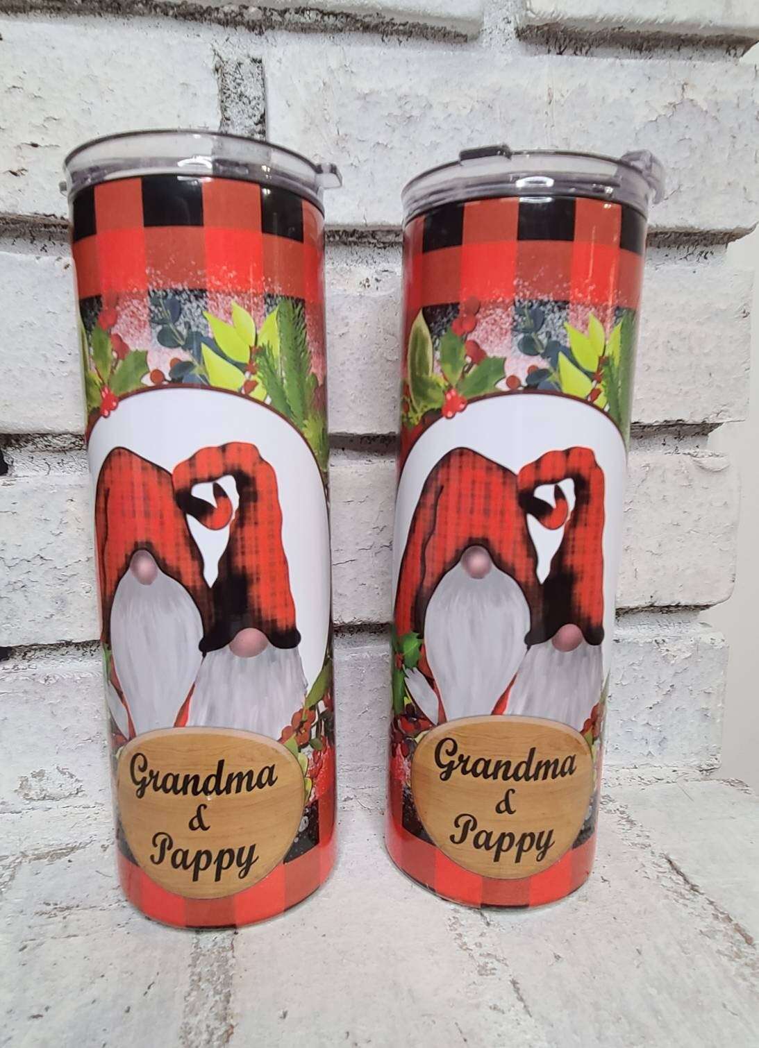 Buffalo Plaid & Gnomes Christmas Tumbler Skinny Tumblers 25