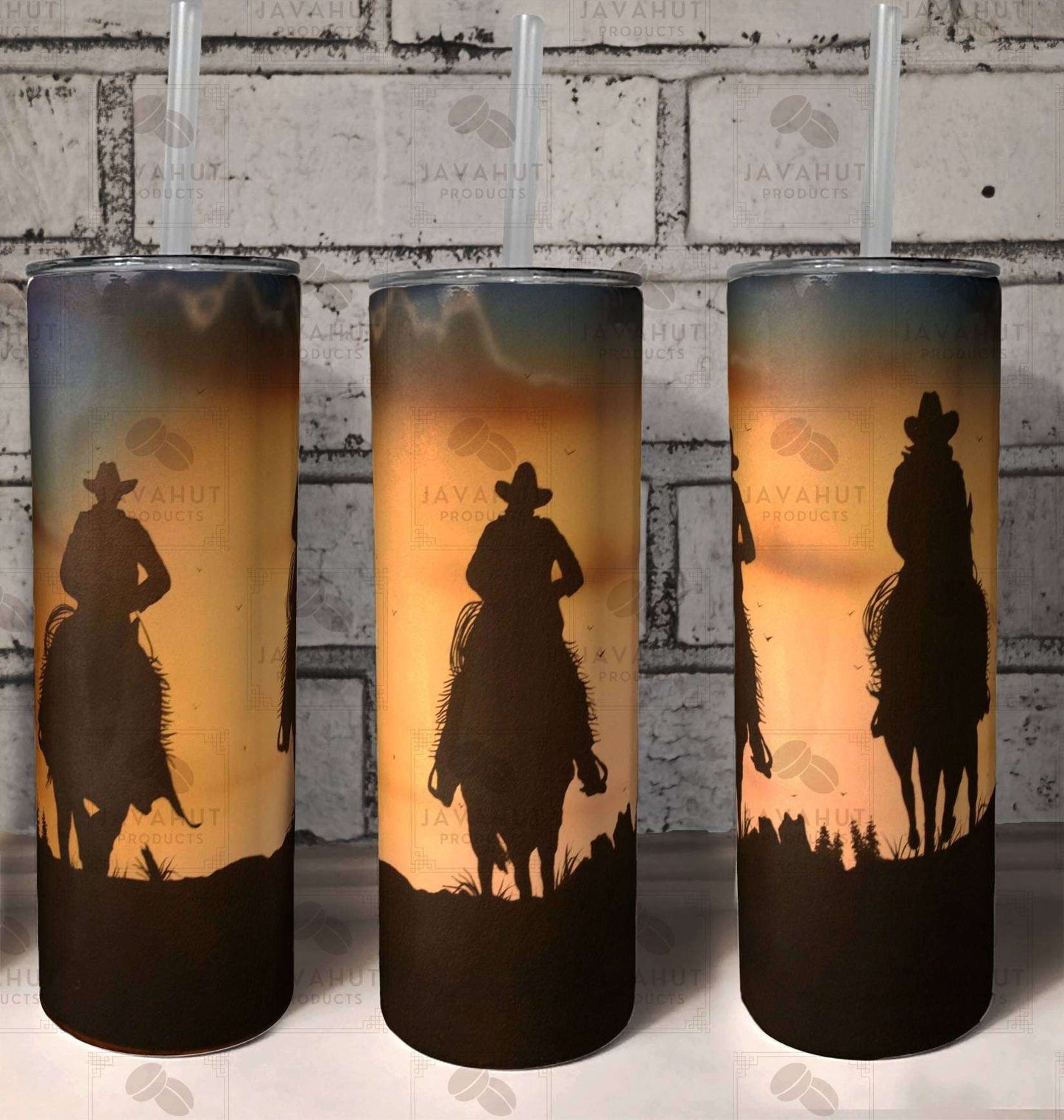 Cowboy, Sunset Silhouette 20 oz Tumbler Skinny Tumblers 25