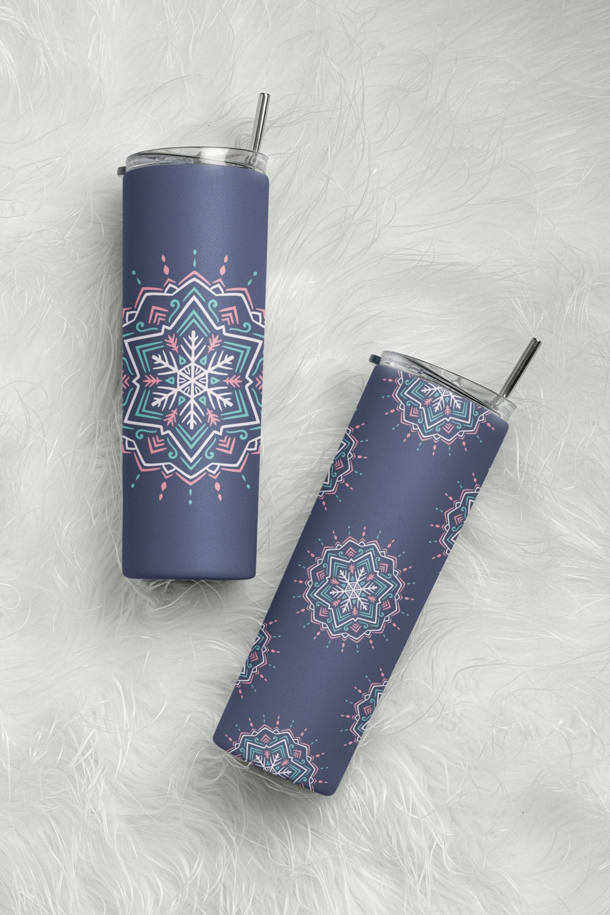 Faded Blue Mandala Skinny Tumbler Skinny Tumblers 25