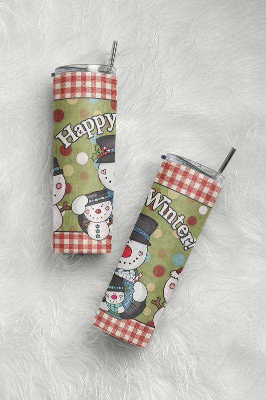 Happy Winter Snowmen Skinny Tumbler Skinny Tumblers 25