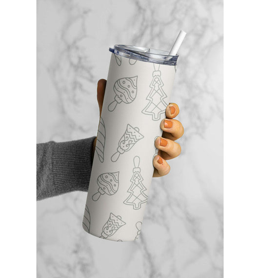 Minimalist White Christmas Pattern Tumbler Skinny Tumblers 25