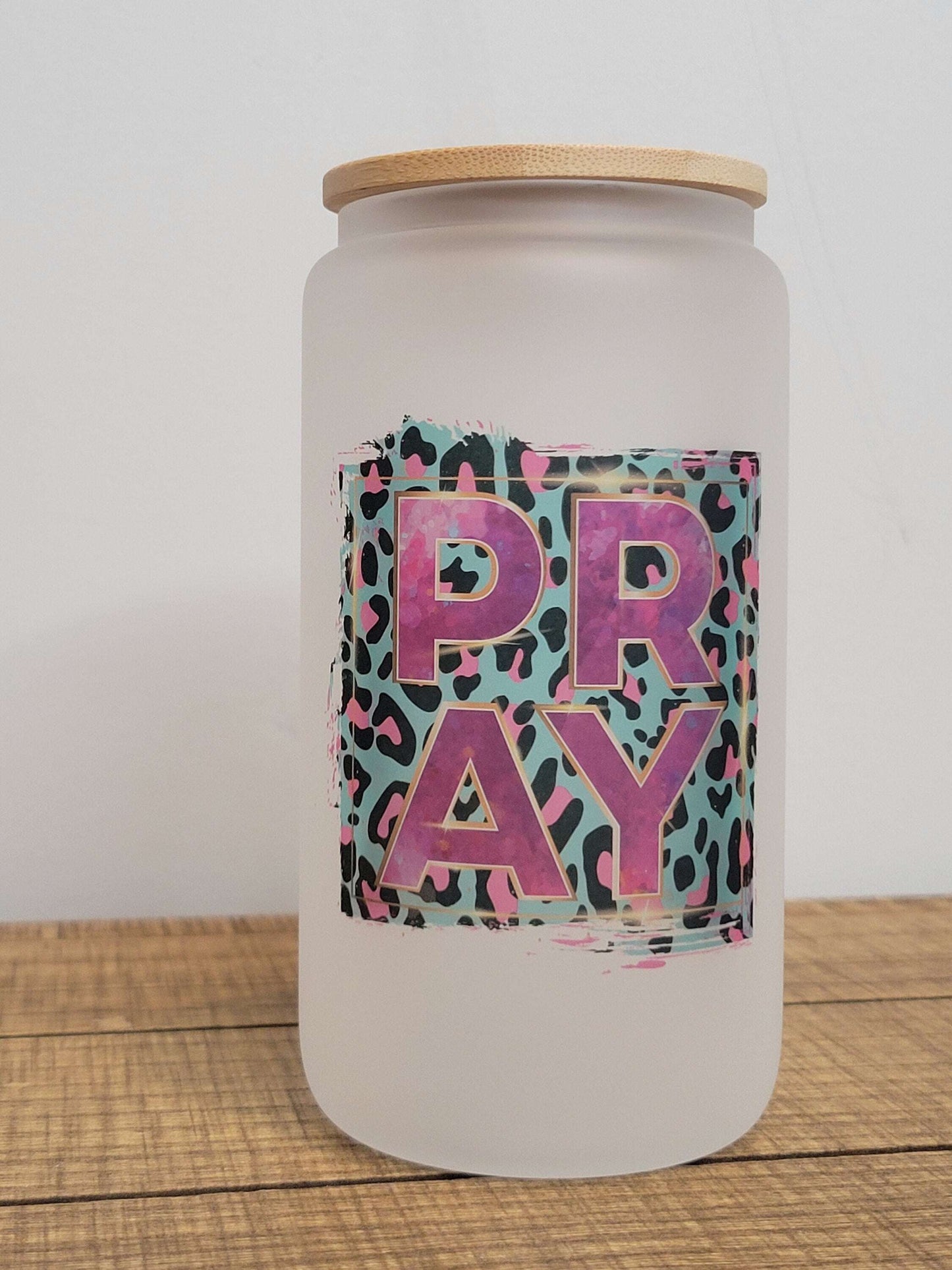 PRAY Frosted Glass 16 oz. Cup Glassware 18