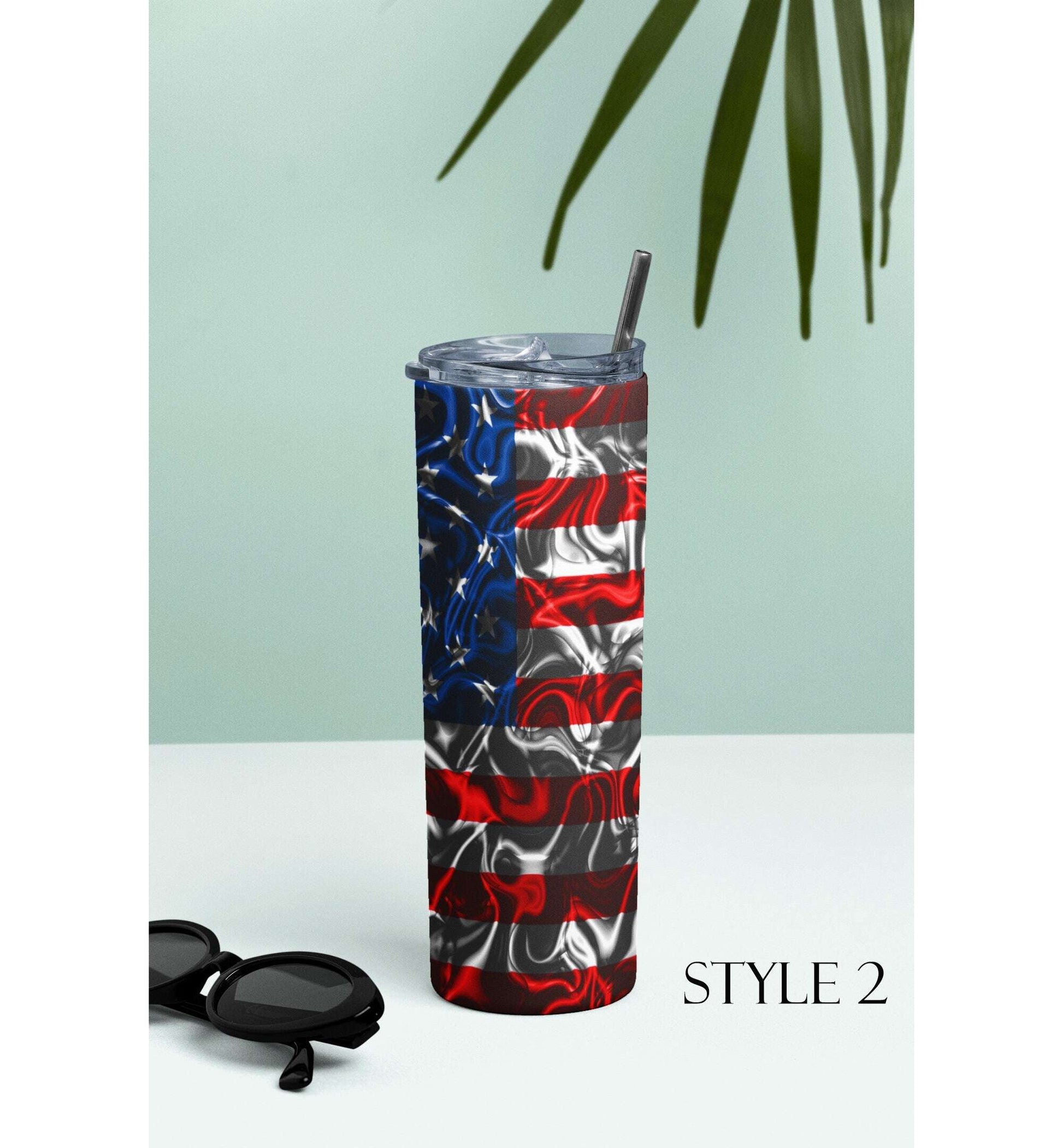 Patriotic American Flag Skinny Tumblers Skinny Tumblers 25