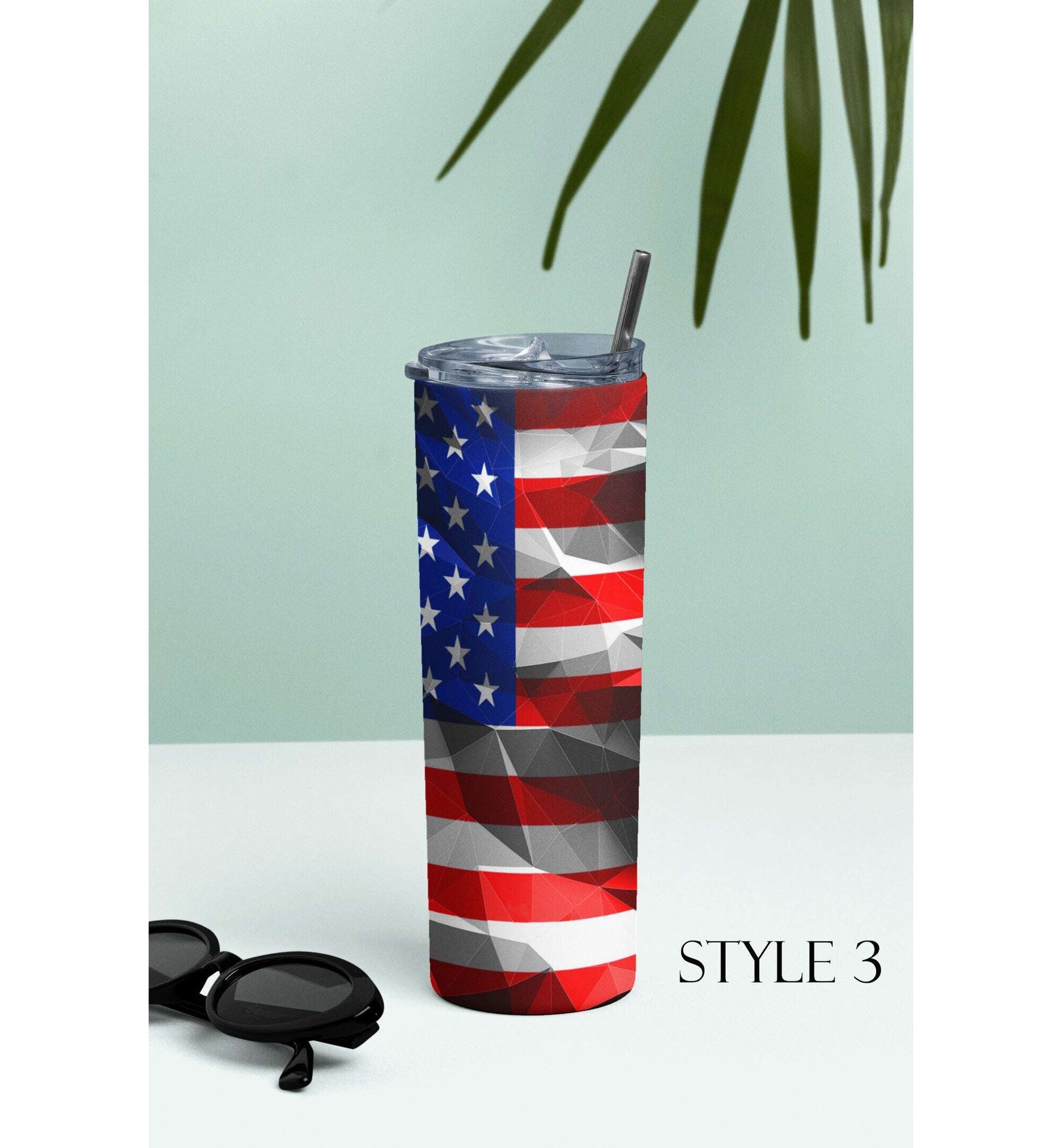 Patriotic American Flag Skinny Tumblers Skinny Tumblers 25